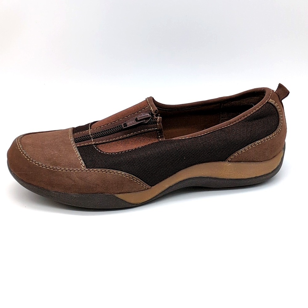 Hush Puppies Shoes Womens Brown 8.5 Wide Walking Sneaker Top Zip Comfort H701514